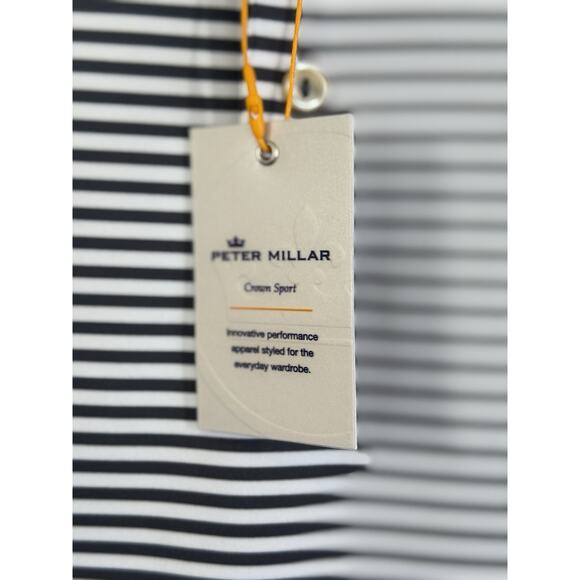 Peter Millar Mens Polo Shirt SE Mid-Amateur Four-Ball Golf Med Blue Stripe NWT - Picture 4 of 8